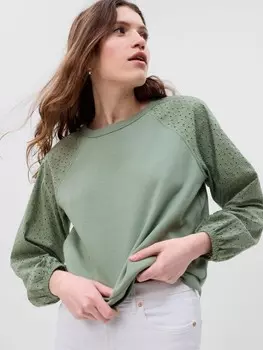 Винтажный мягкий свитшот с кружевом Gap, зеленый