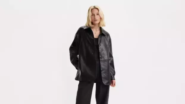 Винтажный пиджак из искусственной кожи Levi's, черный