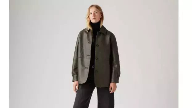 Винтажный пиджак из искусственной кожи Levi's, черный