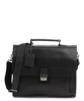 Винтажный портфель Scott из мелкозернистой кожи Burkely, черный