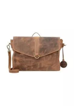 Винтажный портфель, сумка-рюкзак из кожи 35 см Green Burry, коричневый