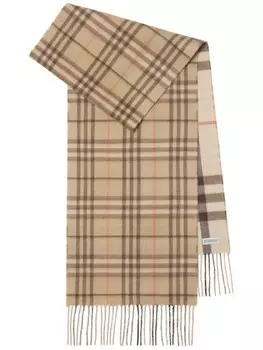 Винтажный шарф в клетку Burberry, нейтральный цвет