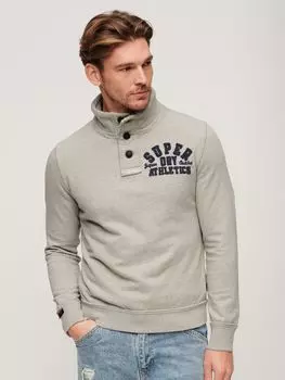 Винтажный спортивный джемпер на пуговицах на пуговицах Superdry, светло-серый