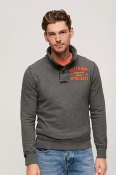Винтажный спортивный свитер на пуговицах Superdry, серый