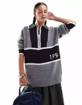 Винтажный спортивный трикотажный джемпер Daisy Street с застежкой-молнией на половину длины