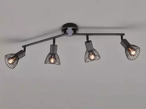 Винтажный светодиодный потолочный точечный светильник, 4 лампы - потолочная точечная решетка, черный индустриальный светильник FHL easy