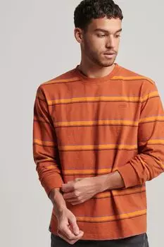 Винтажный текстурированный топ в полоску из органического хлопка Superdry, коричневый