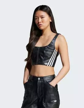 Винтажный топ из искусственной кожи Adidas Originals Adilenium Season 3 черного цвета