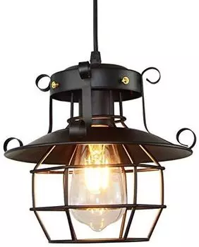 Винтажный железный подвесной светильник, подвесной светильник в стиле ретро в промышленном дизайне, потолочный светильник для кафе-бара отеля (без лампочки) GreatDEshop2021, черный