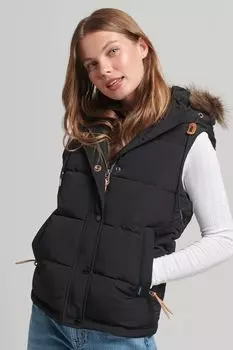 Винтажный жилет Everest с искусственным мехом Superdry, черный