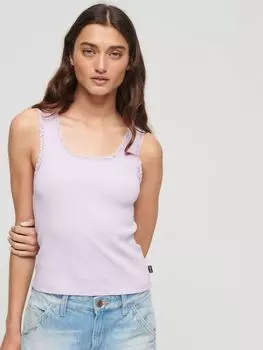 Винтажный жилет из органического хлопка с кружевной отделкой Superdry, пальма фиолетовый