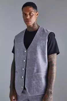 Винтажный жилет оверсайз из пу Boohoo, угольный