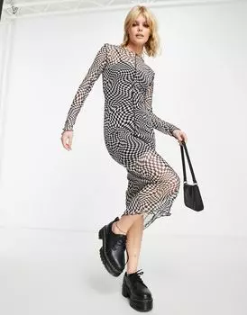 Violet Romance – платье миди из клетчатой сетки