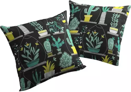 Вирт декоративная подушка "Дуб", чехол без наполнителя, 2 шт Wirth 40х60 см, черный/зеленый