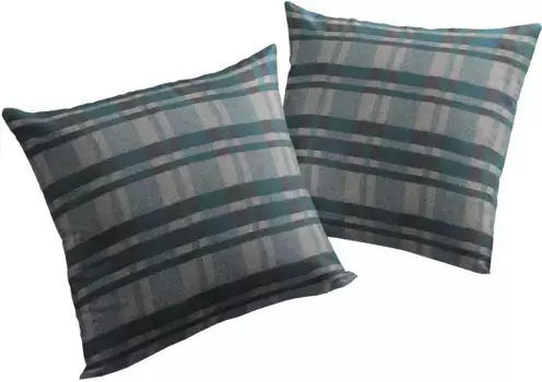 Вирт декоративная подушка "Лауфенберг", чехол на подушку без наполнения, 2 шт Wirth 40х60 см, цвет petrol + kariert