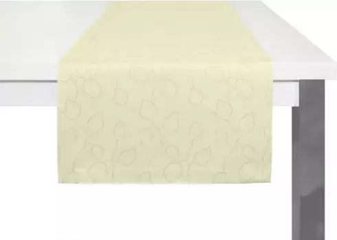 Вирт-дорожка для стола "Westport", (1 штука), производство Германия, жаккардовая декоративная ткань, дизайн в виде листьев, легко ухаживать Wirth 150х40 см, цвет natur