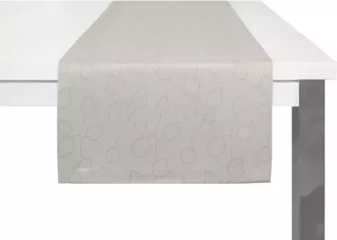 Вирт-дорожка для стола "Westport", (1 штука), производство Германия, жаккардовая декоративная ткань, дизайн в виде листьев, легко ухаживать Wirth 150х40 см, светло-серый