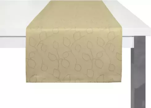 Вирт-дорожка для стола "Westport", (1 штука), производство Германия, жаккардовая декоративная ткань, дизайн в виде листьев, легко ухаживать Wirth 150х40 см, бежевый