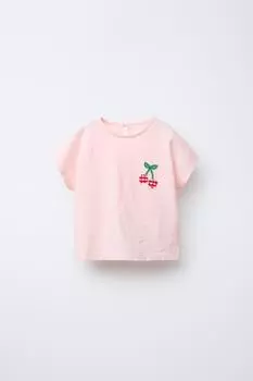 Вишневая футболка ZARA, розовый