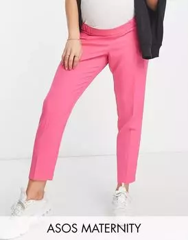 Вишнево-розовые зауженные брюки ASOS Maternity