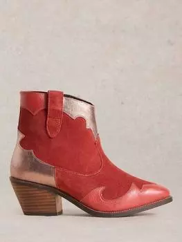 Вишневые кожаные сапоги в западном стиле White Stuff, красный/разноцветный