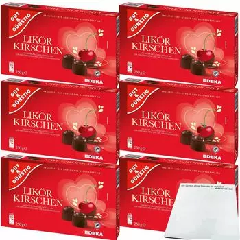 Вишня Gut& ликёрная с алкогольной начинкой пралине 6 уп. 6x (упаковка по 250 г) + блок usy