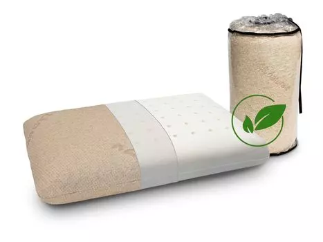 Вискоэластичная подушка 70Х35Х12 100% хлопок и лен, съемная и стирающаяся. Эргономичный Dormalit