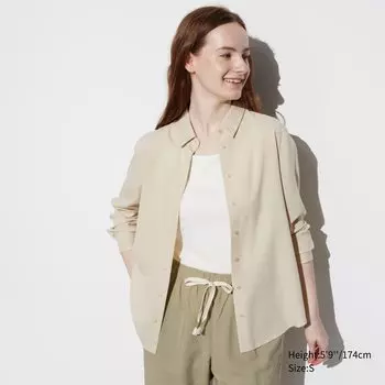 Вискозная блузка UNIQLO, бежевый