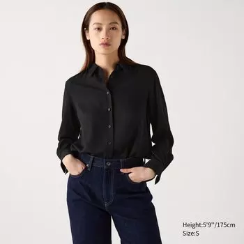 Вискозная блузка UNIQLO, черный