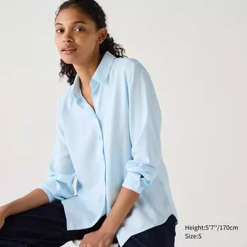 Вискозная блузка UNIQLO, небесно-голубой