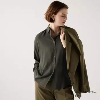 Вискозная блузка UNIQLO, оливковый