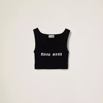 Вискозный топ Miu Miu, черный