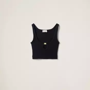 Вискозный топ Miu Miu, черный