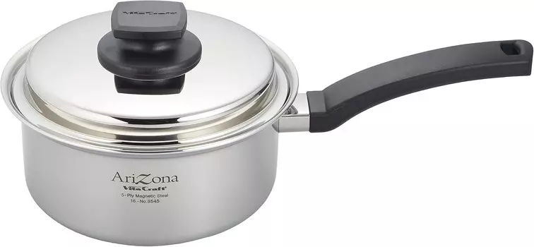 Vitacraft 8545 Arizona Кастрюля с одной ручкой, 6,7 дюйма (17 см), рецепты включены, серебро Vita Craft, Sliver