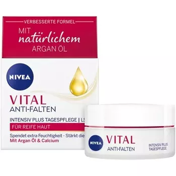 Vital Intensiv Plus Дневной увлажняющий крем 50 мл с натуральным аргановым маслом и кальцием для ежедневного ухода за зрелой кожей, Nivea