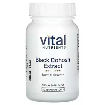 Vital Nutrients, Экстракт черного кохоша, 250 мг, 60 веганских капсул