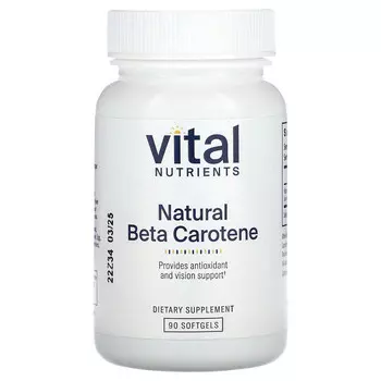 Vital Nutrients, Натуральный бета-каротин, 7500 мкг RAE, 90 мягких таблеток