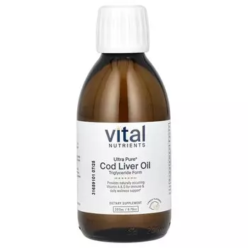 Vital Nutrients Ultra Pure Масло печени трески, лимон, 6,76 унций (200 мл)