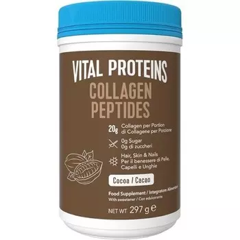 Vital Proteins Коллагеновые пептиды, порошок, добавка, тип I, Iii, какао-вкус, гидролизованный коллаген для кожи, волос, ногтей, суставов, без молочных продуктов и глютена, 20 г на порцию, 297 г