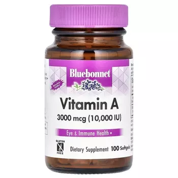Витамин А Bluebonnet Nutrition 3000 мкг, 100 мягких таблеток