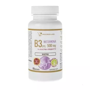 Витамин B3 (PP) 500 мг + инулин PROGRESS LABS, БАД, 60 капсул