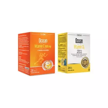 Витамин C 1000 мг, 30 таблеток и витаминный спрей D3 1000 МЕ Ocean, 20 мл