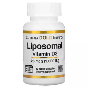 Витамин D3 California Gold Nutrition 25 мкг (1000 МЕ), 60 капсул