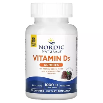 Витамин D3 Nordic Naturals с дикой ягодой, 60 жевательных таблеток