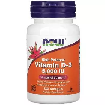 Витамин D3 NOW Foods 125 мкг 5000 МЕ, 120 капсул