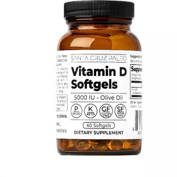 Витамин D3 Santa Cruz Paleo Supplement 5000 МЕ, 60 мягких капсул