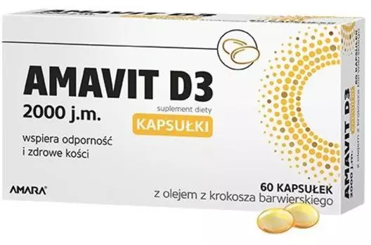 Витамин Д3 в капсулах Amavit D3 2000 j.m. Kapsuki, 60 шт