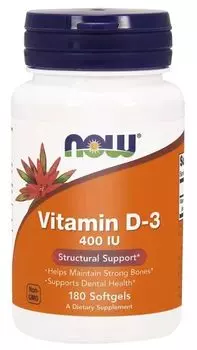 Витамин Д3 в капсулах Now Foods Vitamin D3 400 IU, 180 шт
