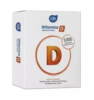 Витамин D3 в пастилках Life Witamina D3 1000 j.m., 60 шт