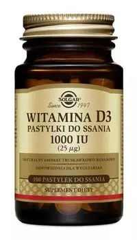 Витамин D3 в пастилках Solgar Witamina D3 25 µg, 100 шт